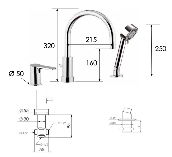 Смеситель для ванны Remer Winner W07