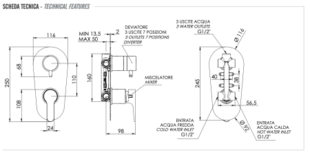 Смеситель для душа Remer Winner W937