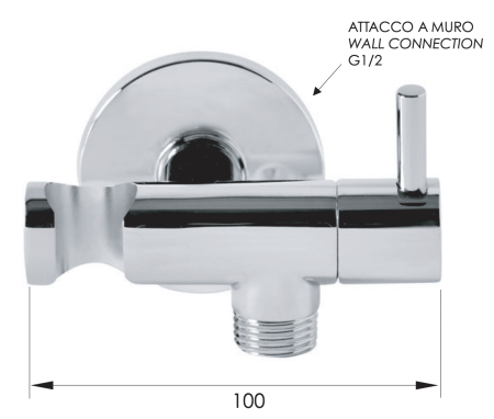 Держатель ручного душа с подключением шланга и запорным вентелем Remer 336L