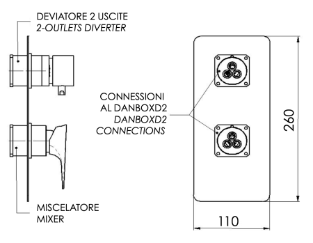 Смеситель для душа Daniel Diva DV612D2KBDP, золото брашированное