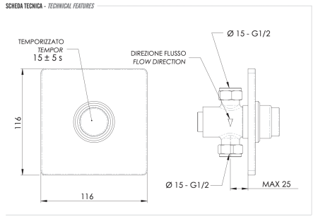 Кран порционный для душа Remer Tempor TE30Q 