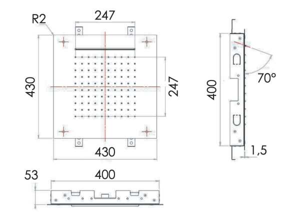 Верхний душ потолочный 43 см Remer 357SFS43C