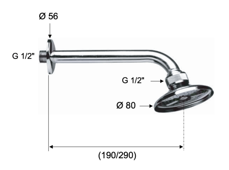 Кронштейн 20 см с верхним душем Remer 340
