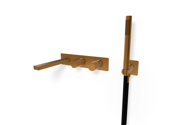 Смеситель для ванны Remer Ottagono ON53D2WBCU, медь брашированная PVD