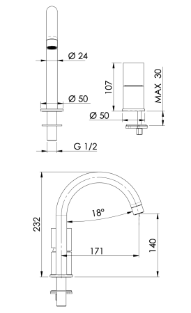 Смеситель для раковины Remer Edge EG557NO, черный матовый