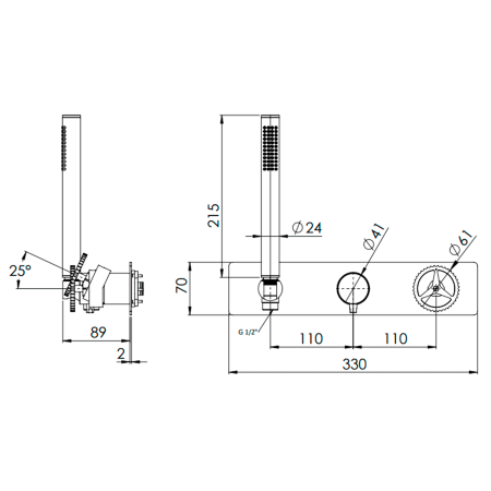 Смеситель для душа Remer Chrono CH97D2WBCFP, черный брашированный хром