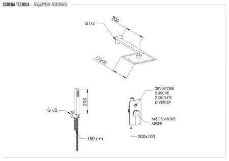 Комплект: Душевая система Remer Absolute AU09S02UFS20