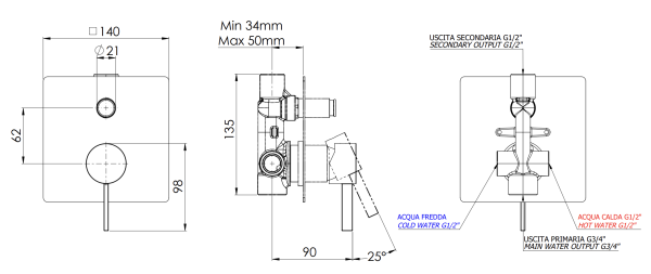 Смеситель для душа Remer Metrica MC09Q