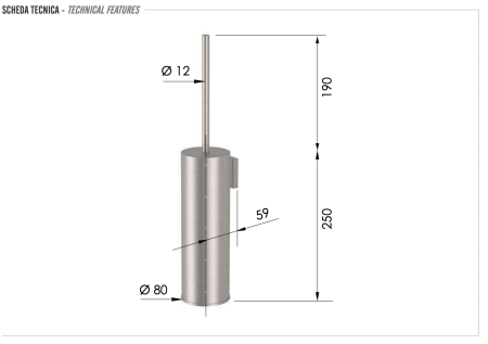 Ершик настенный Remer INOX SSXI66, нержавеющая сталь