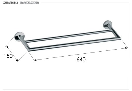 Полотенцедержатель двойной 60 см Remer Guest GS33CFP, черный брашированный хром