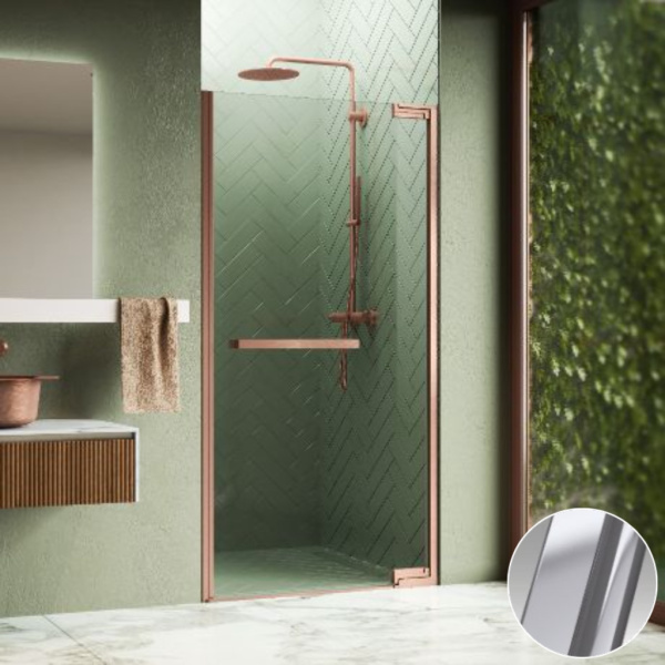 Дверь в нишу распашная 90 см (88,5-90x200) Novellini N180 N1801B90-1B, профиль Silver, стекло прозрачное CrystalClear