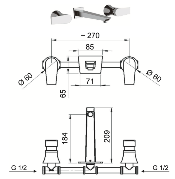 Смеситель для раковины Daniel Diva DV5022DP, золото брашированное