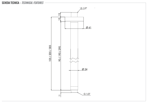 Кронштейн потолочный для верхнего душа 20 см Remer INOX SS347N20, нержавеющая сталь