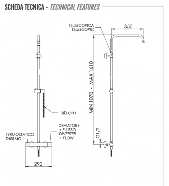 Душевая система термостатическая Remer Elegance EQ32ASSDDO, золото глянцевое
