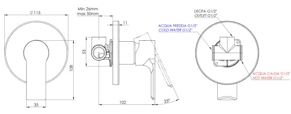 Смеситель для душа Mariani Kali B37179KL, белый матовый
