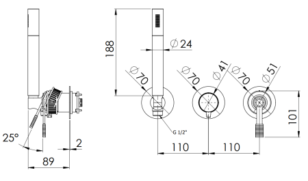 Смеситель для душа Remer Atelier AL97D2PWB