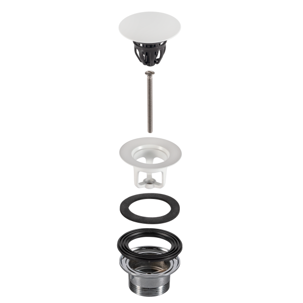 Донный клапан с переливом для ванны click-clack 1”1/2 OMP Tea Clicker 8334.060.6.XD, белый матовый