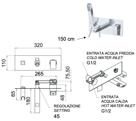 Смеситель для ванны Remer Q-Design QD04