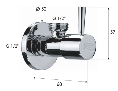 Запорный вентиль 1/2*1/2 Remer 128L1212DO, золото глянцевое