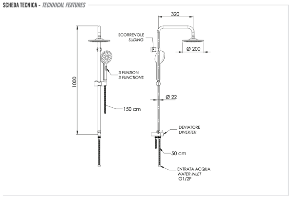Душевая система без смесителя Remer 330X8MPEC20NRA