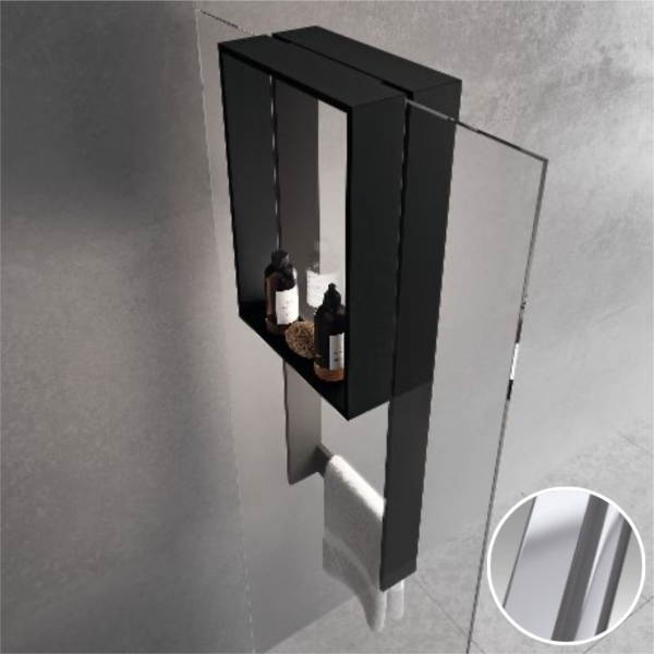 Полка с полотенцедержателем 35х90 см Novellini Frame R90AKFPSPO3590-B, цвет Silver