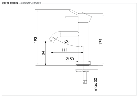 Смеситель для раковины Remer X Style INOX SSX12, нержавеющая сталь