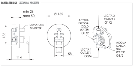 Смеситель для душа Remer Energy EY09