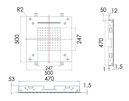 Верхний душ потолочный 50 см Remer INOX SS357SFS50NC