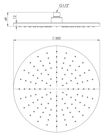 Верхний душ 30 см с шарнирным соединением Remer 359MM30X