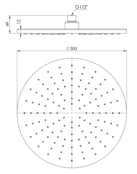 Верхний душ 30 см с шарнирным соединением Remer 359MM30VOX, латунь состаренная