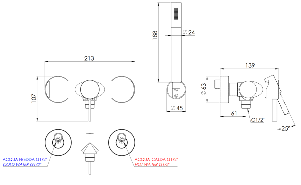 Смеситель для душа Remer Metrica MC38