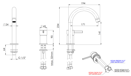Смеситель для раковины Remer Metrica MC57BR, бронза масляная