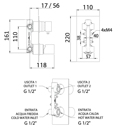 Смеситель для душа Remer Edge EG592NO, черный матовый