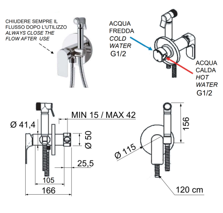 Гигиенический душ со смесителем Remer Infinity I65NO, черный матовый