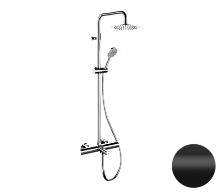 Душевая система термостатическая с изливом Remer EQ34A8MPUFM25NO, черный матовый