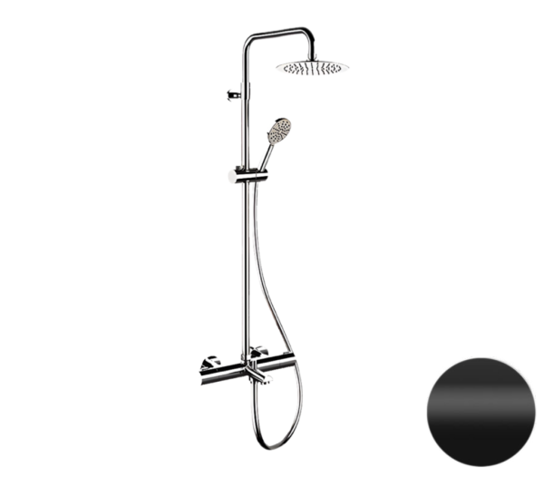 Душевая система термостатическая с изливом Remer EQ34A8MPUFM25NO, черный матовый