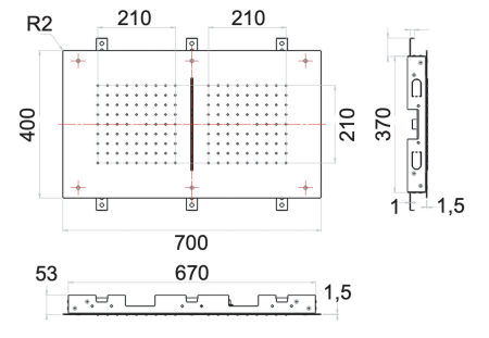 Верхний душ потолочный 70х40 см Remer 357SFR7040C