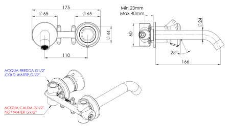 Смеситель для раковины Remer Element ET15PBR, бронза масляная