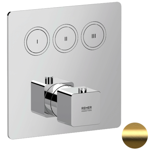 Смеситель термостатический для душа Remer Absolute AU99D3KBBG, золото брашированное