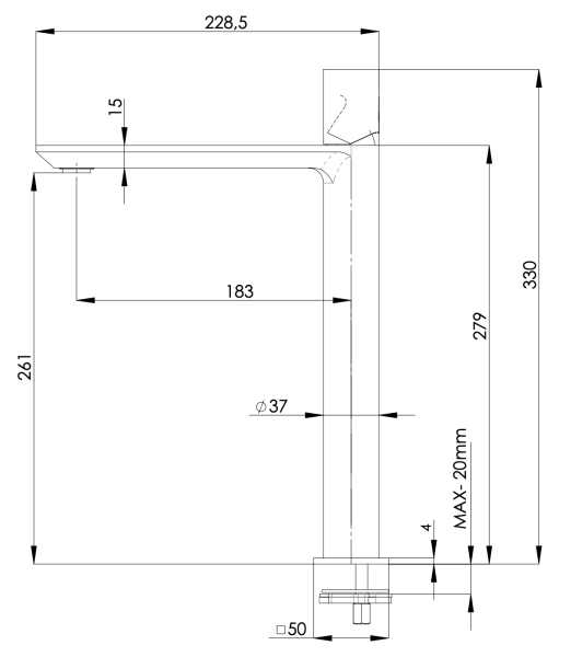 Смеситель для раковины Remer Edge EG512LXLCFP, черный брашированный хром