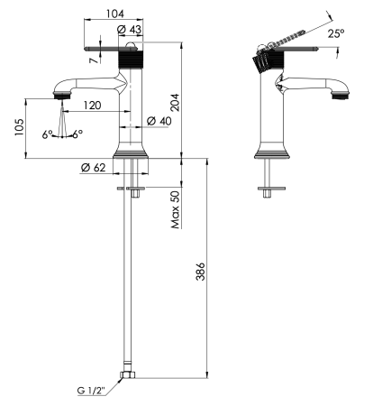 Смеситель для раковины Daniel Brooklyn BY606N15, чёрный матовый