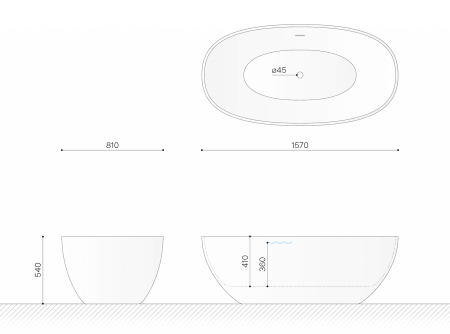 Ванна отдельностоящая 1570x810 мм Technova Ov VATO4, белый глянец