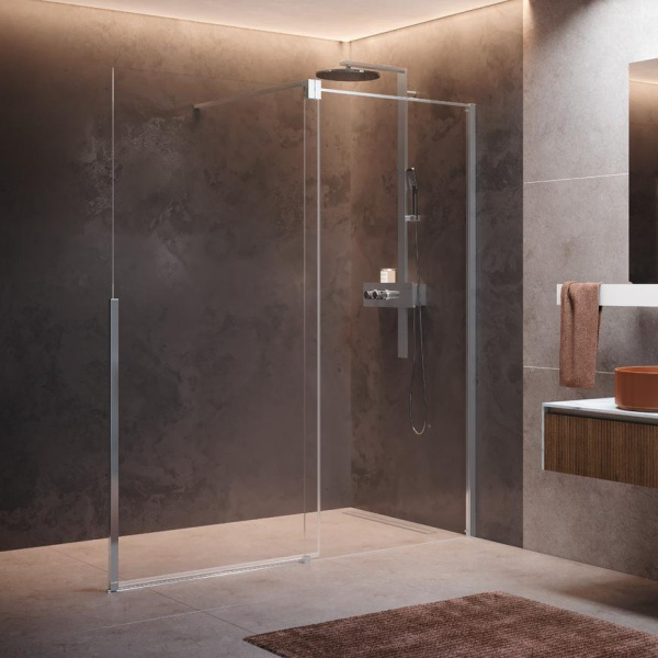 Дверь в нишу сдвижная 140 см (137-139x200) Novellini H Style HSTYLE140D-1B, правая, профиль Silver, стекло прозрачное CrystalClear