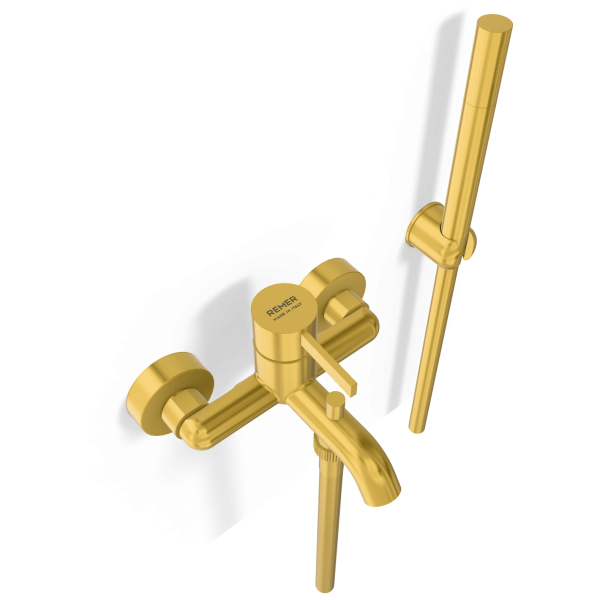 Смеситель для ванны Remer Metrica MC02BG, золото брашированное