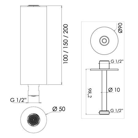 Верхний душ потолочный Daniel Steel SS1A578PELCM15, черный брашированный PVD