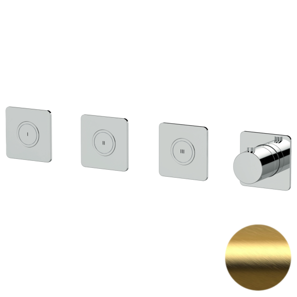 Смеситель термостатический для душа Remer X Style X99QD3PKBBG, золото брашированное