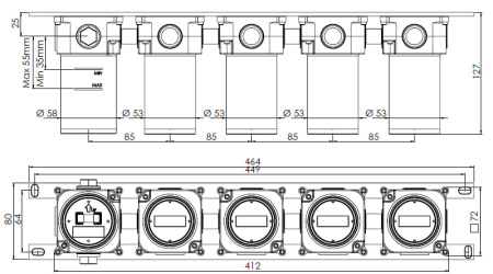Скрытая часть на 4 выхода Remer WBOX98D4