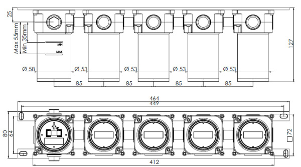 Скрытая часть на 4 выхода Remer WBOX98D4