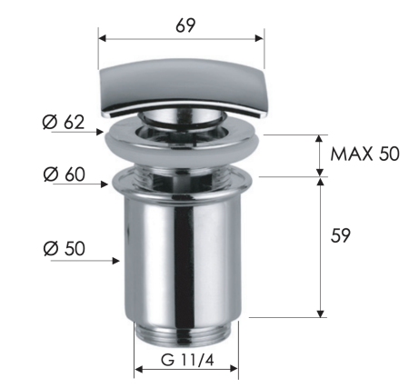 Донный клапан с переливом 1”1/4 Remer 905SCC114