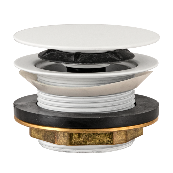 Донный клапан без перелива для ванны click-clack 1”1/2 OMP Tea Clicker 8568.060.6.XD, белый матовый